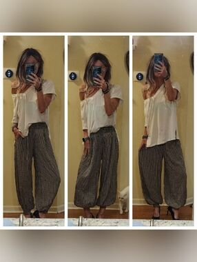 Black And White Gingham Balloon Pants